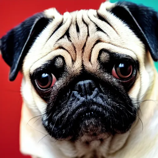 Image similar to photo of pug with pog face poggers