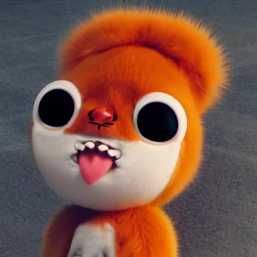 Prompt: a cute mascot for a music company, fluffy, big head, big eyes, orange fur, kawaii