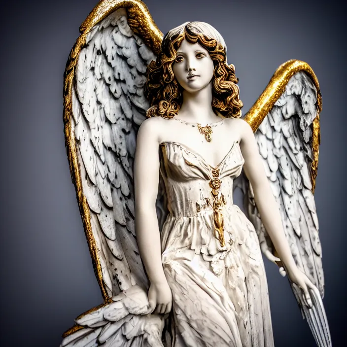 Image similar to photo of a very beautiful!! angel with ornate dress, highly detailed, 4 k, hdr, smooth, sharp focus, high resolution, award - winning photo