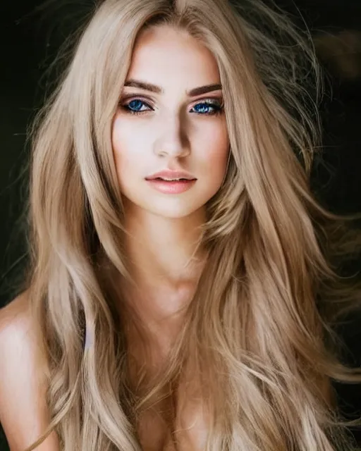 Image similar to beautiful woman with long blonde hair and light eyes