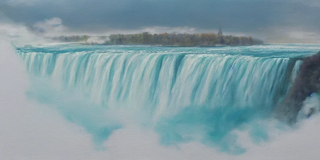 Image similar to ethereal painting of niagara falls by tibor nagy