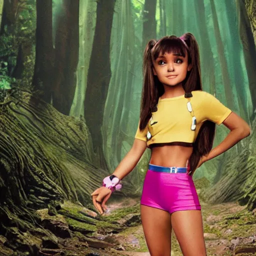 Image similar to Portrait of Ariana Grande doing Dora The Explorer cosplay, 35mm photograph by annie leibovitz