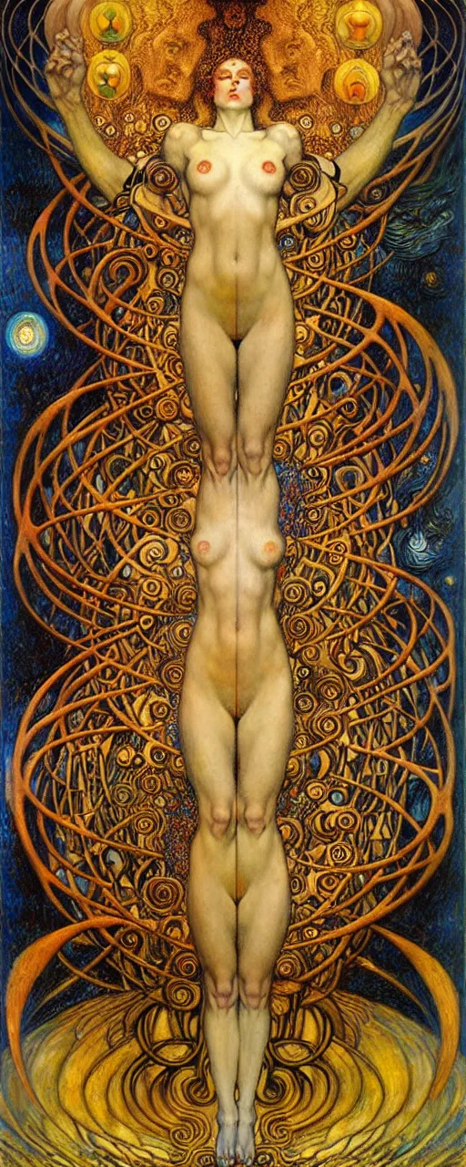 Image similar to Divine Chaos Engine by Karol Bak, Jean Delville, William Blake, Gustav Klimt, and Vincent Van Gogh, symbolist, visionary