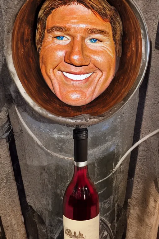 Prompt: 📷 wine cask with steve irwin's face 🍷, made of drink, still image, dynamic lighting, 4 k