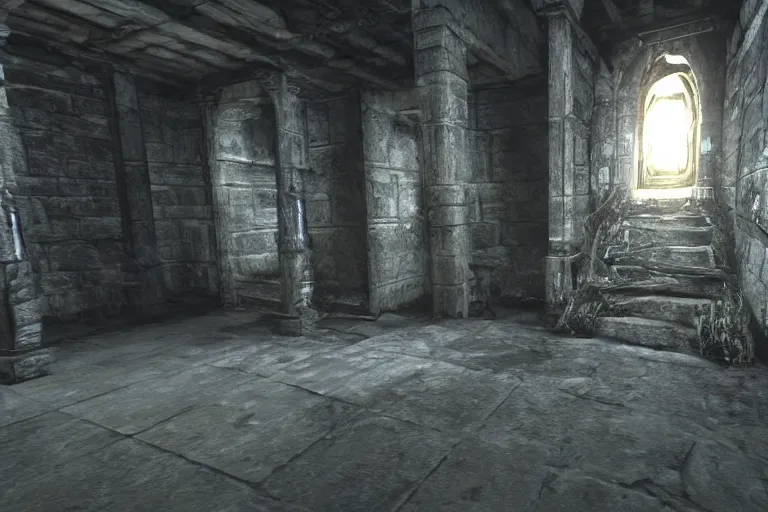 Prompt: inside a haunted dungeon, First person horror game, unreal engine