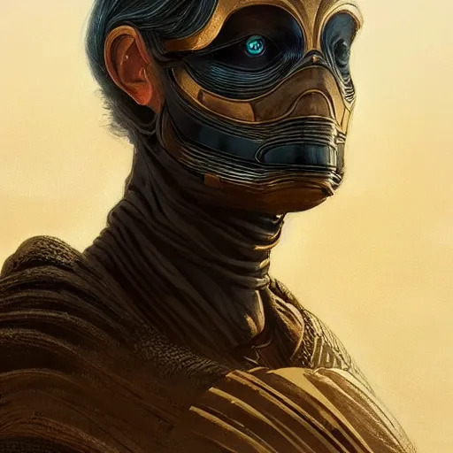 Image similar to yair lapid as dune character, portrait, intricate, elegant, highly detailed, digital painting, artstation, concept art, wallpaper, smooth, sharp focus, illustration, art by h. r. giger and artgerm and greg rutkowski and alphonse mucha