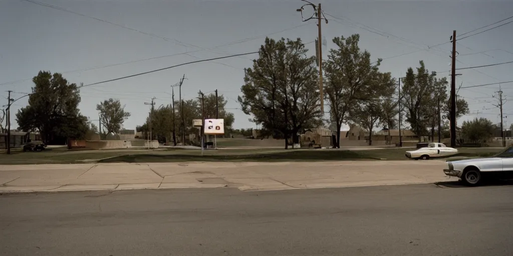 Image similar to empty kansas street photography by william eggleston and stephen shore en 1 9 6 8