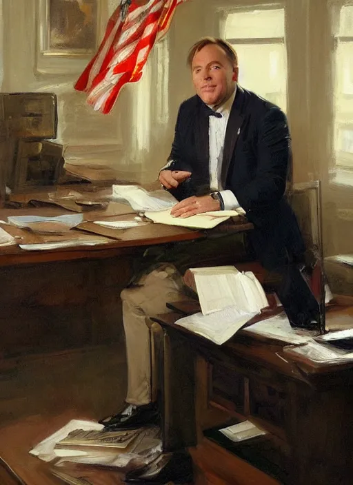 Prompt: alex jones inside an american office under fluorescent lights by vladimir volegov and alexander averin and delphin enjolras and daniel f. gerhartz