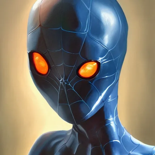 Image similar to a realistic painting by Raffaello Sanzi depicting the girl with the head of the symbiotic Symbiot from Sony Spiderman Universe in the Renaissance,smooth,Sharp focus,high detailed,high resolution, trending on Artstation.