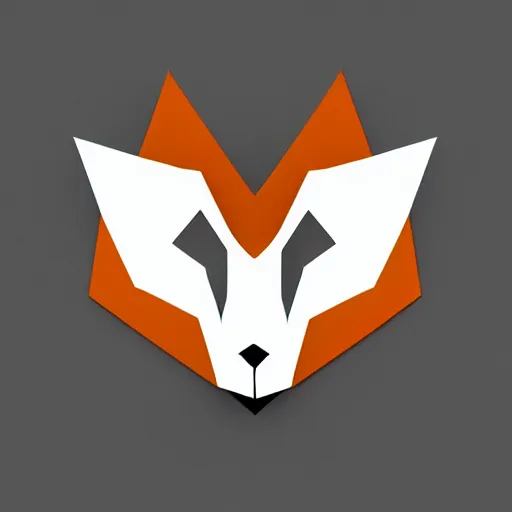 Image similar to logo featuring a fox's head as origami art with white eyes, white and orange colors, white background, Cut style, detailed