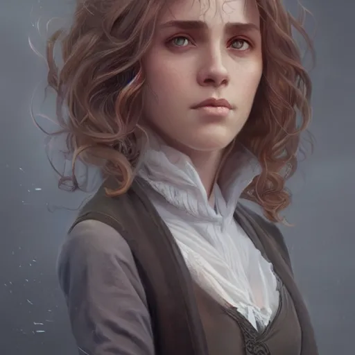 Image similar to ultra realistic illustration, hermione granger, intricate, elegant, highly detailed, digital painting, artstation, concept art, smooth, sharp focus, illustration, art by artgerm and greg rutkowski and alphonse mucha