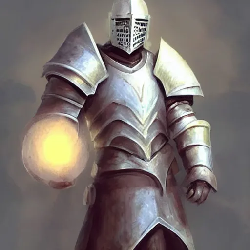 Image similar to an fantastic armored helmetless knight hold a glow white bird, atmospheric, concept art