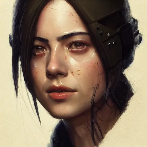 Image similar to portrait of a woman by Greg Rutkowski, Rosa Salazar as a young Mandalorian Bounty Hunter from Star Wars Expanded Universe, highly detailed portrait, digital painting, artstation, concept art, smooth, sharp foccus ilustration, Artstation HQ