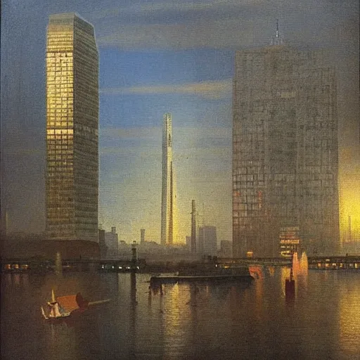 Image similar to “Hudson river school romantic painting of Modern beijing”