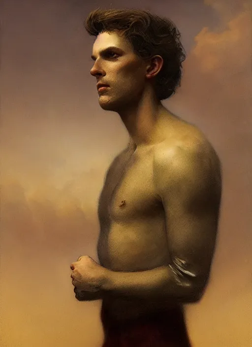 Image similar to portrait of a handsome ohio farm boy, by agostino arrivabene and tom bagshaw and manuel sanjulian