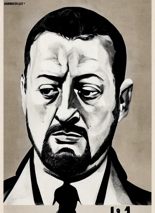 Image similar to Portrait Jean Reno gesture,look of hate, threatening pose, 1940s propaganda poster, full hd,highly detailed