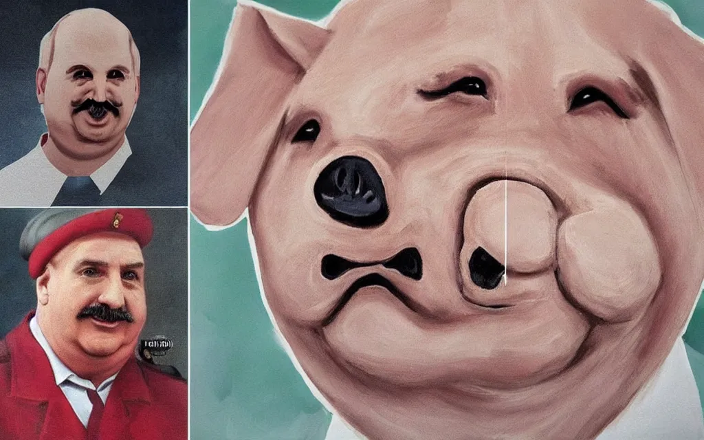 Image similar to pig with face of alexander lukashenko realistic faces