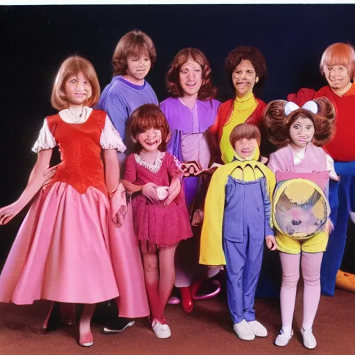 Prompt: still from 1977 live-action children's tv show about a Disney princess who enters an intestine cult color