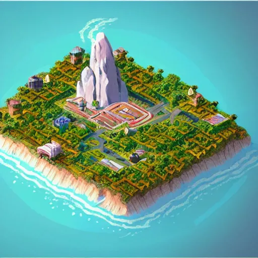 Image similar to isometric island in the sky, isometric invironment, 3d art, amazing detail, artstation