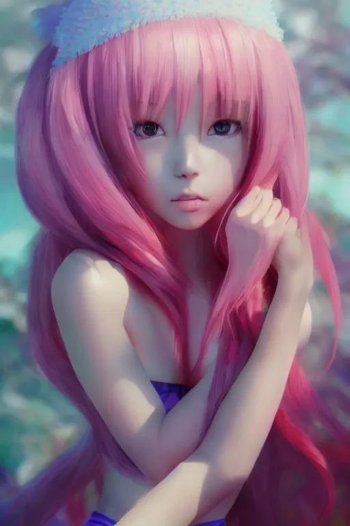 Prompt: 3d infrared octane render concept art by D. Jun, by Mo Xiang Tong Xiu, by Igarashi Daisuke, cute beauty complex portrait anime best friends school girls under dark pink and blue water. beautiful and cutest face. dramatic deep light, trending on artstation, oil painting brush