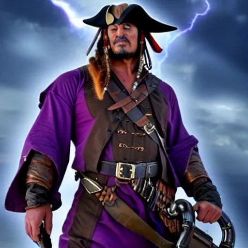 Image similar to thanos as jack sparrow, highly detailed