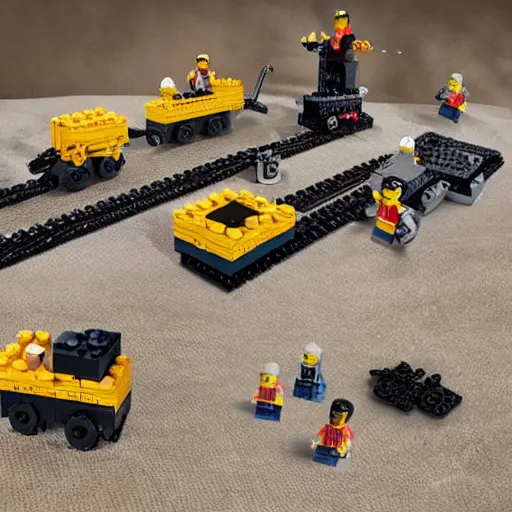 Prompt: coal mining themed Lego set