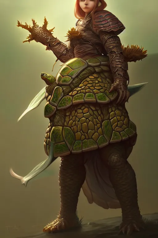 Image similar to d & d tortle nature cleric, highly detailed, digital painting, artstation, sharp focus, illustration, art by tan zi and ayanamikodon and alphonse mucha and wlop