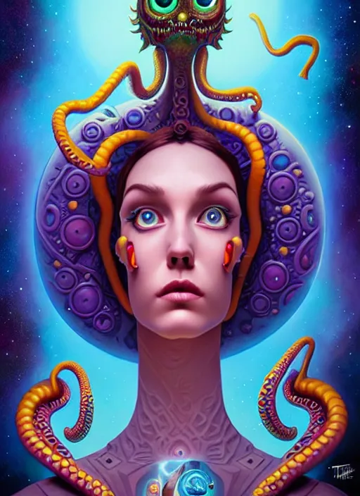Image similar to cosmic lovecraft pixar character portrait, pixar style, by tristan eaton stanley artgerm and tom bagshaw.