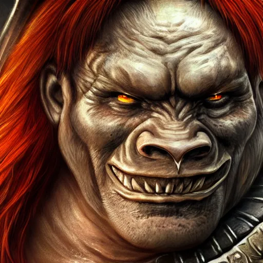 Image similar to a detailed portrait of an orc with armor, fantasy art illustration, incredibly highly detailed and realistic, 8 k, sharp focus