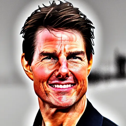 Prompt: tom cruise with cheese skin