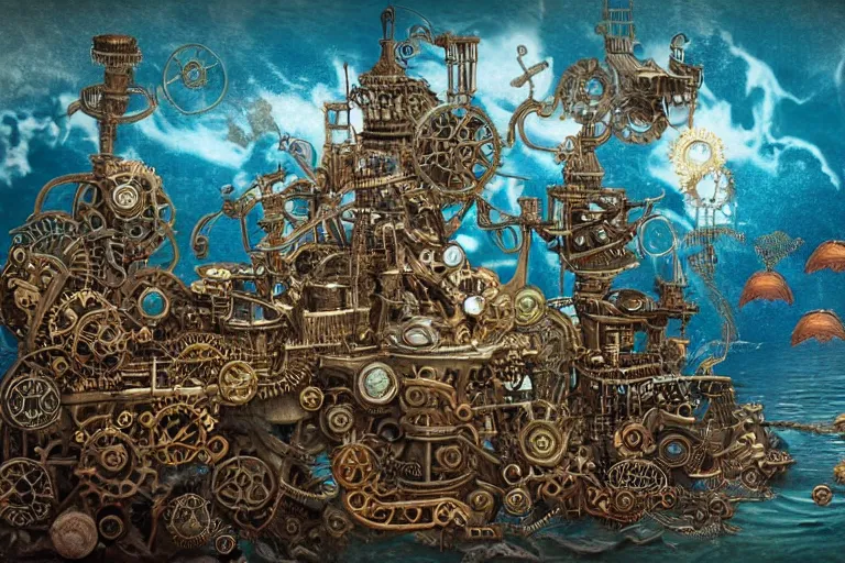 Image similar to steampunk ocean