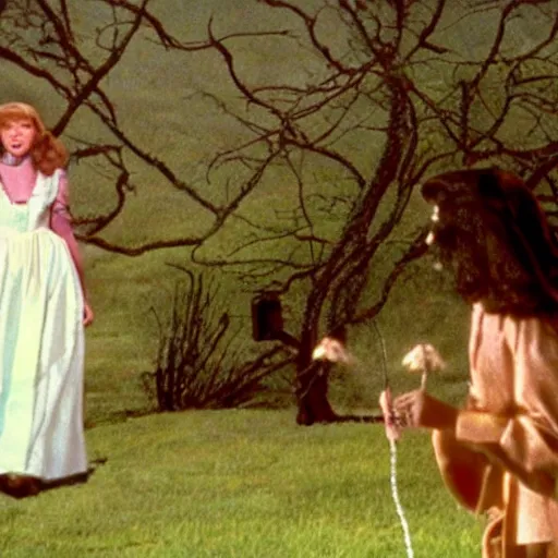 Image similar to film still of taylor swift as dorothy, the wizard of oz ( 1 9 9 0 ), directed by david lynch