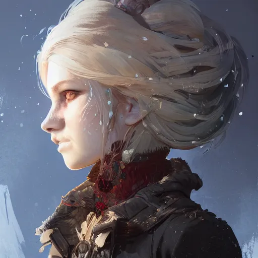 Prompt: highly detailed portrait of a pretty frostpunk necromancer lady with wavy blonde hair, by Dustin Nguyen, Akihiko Yoshida, Greg Tocchini, Greg Rutkowski, Cliff Chiang, 4k resolution