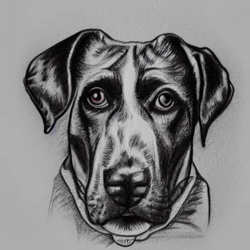 Image similar to dog portrait, sketch, hand - drawn by eeststreatdrug