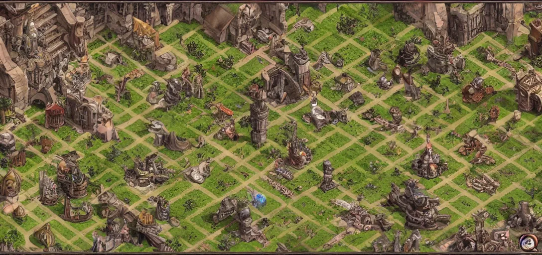 Image similar to final fantasy xiv in the style of ultima online isometric