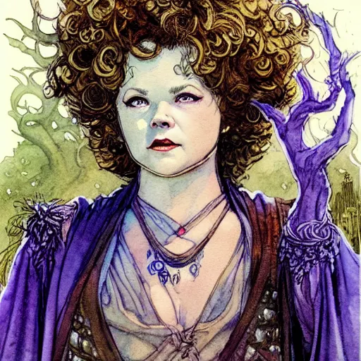 Image similar to a realistic and atmospheric watercolour fantasy character concept art portrait of shirley temple as a druidic warrior wizard looking at the camera with an intelligent gaze by rebecca guay, michael kaluta, charles vess and jean moebius giraud