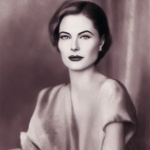 Prompt: headshot edwardian photograph of grace kelly, angelina jolie, 1 9 2 0 s film actress, realistic face, 1 9 1 0 s, grainy, victorian, soft blur