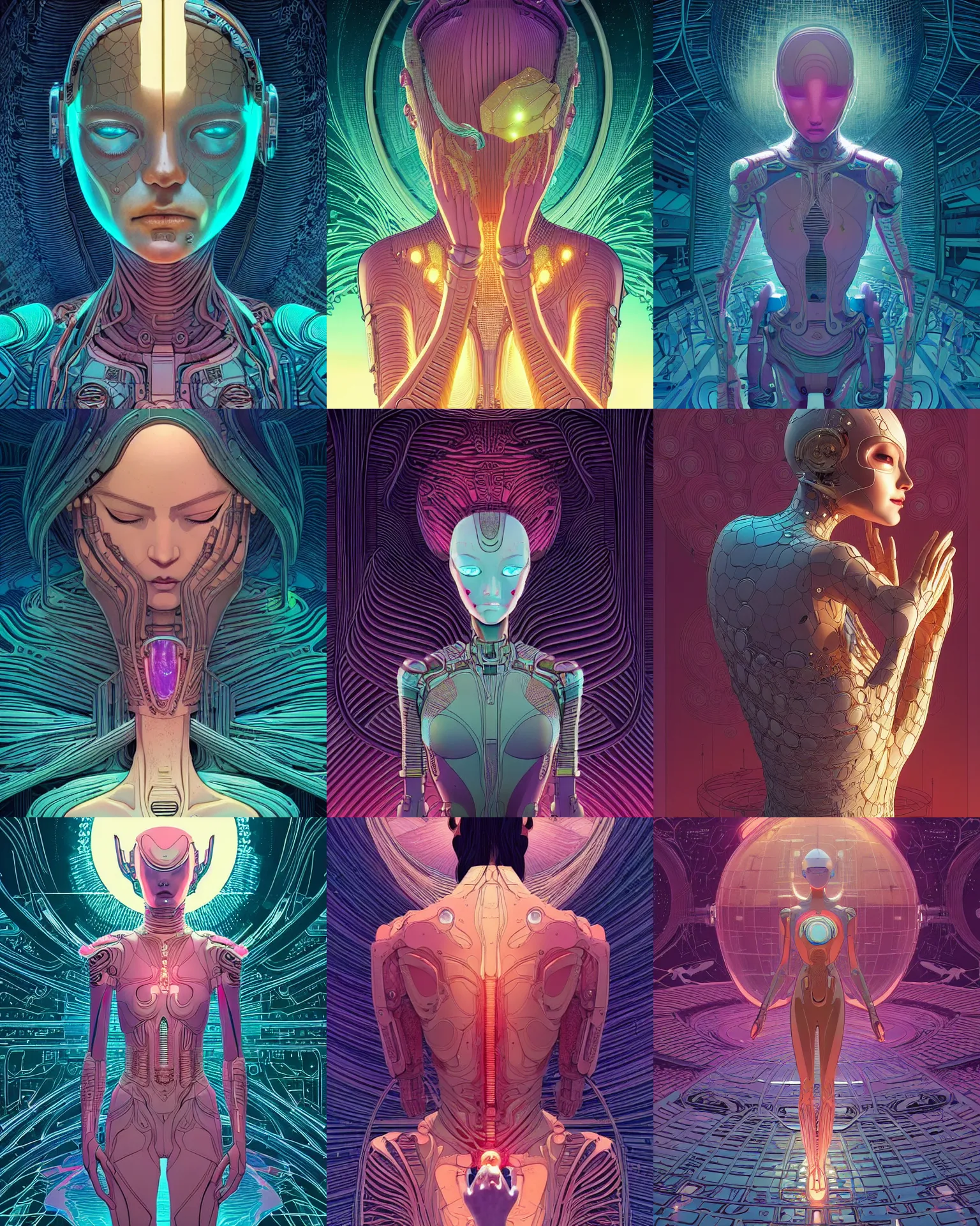 Prompt: the birth, ultra detailed, beautiful female android in tears, crying. scifi, fantasy, intricate detailed environment, global illumination, vector art, illustration, concept art, digital illustration. by moebius and james jean and liam brazier and victo ngai and tristan eaton.