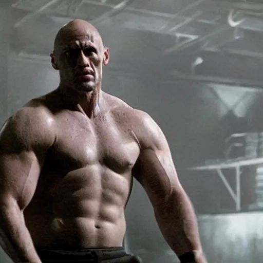 Image similar to still of The Rock having lost 150 pounds in The Machinist remake 2029