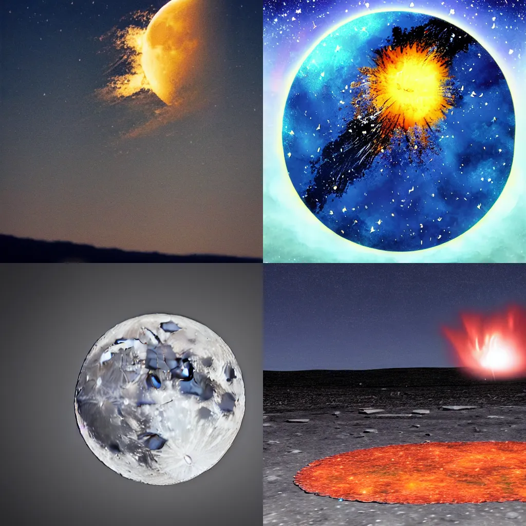 Prompt: moon exploding