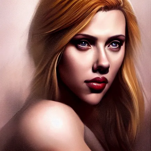 Image similar to portrait of scarlett johansson by charlie bowater