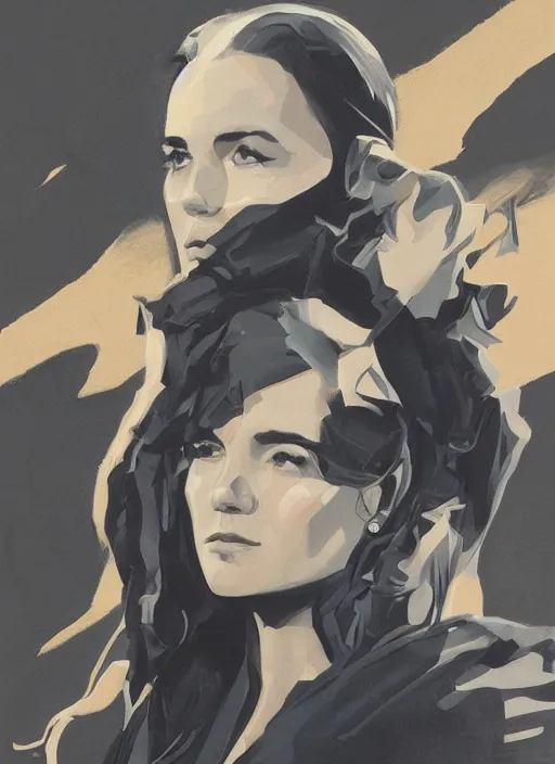 Image similar to detailed artwork by phil noto ; stylized painting of young jennifer connelly from the rocketeer ; brush texture ; asymmetric composition ; paint texture ; trending on artstation ; gallery painting by phil noto in the comic book style of phil noto