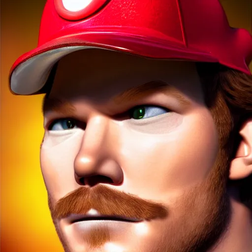 Image similar to a film still portrait of chris pratt dressed up as mario in real life as a real person, grotesque, disturbing, disgusting, realistic hyperrealistic 4 k resolution 8 k resolution highly detailed very detailed extremely detailed hd quality detailed face very detailed face extremely detailed face trending on artstation, modern portrait, modern photograph, film still