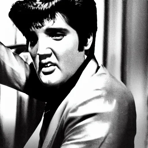 Image similar to elvis as tony montana in scarface