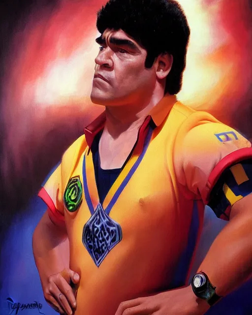 Image similar to studio light, portrait, diego armando maradona by mark brooks, by peter andrew jones!!!!!!!!, by roger dean, hd, hyper detailed, 4 k