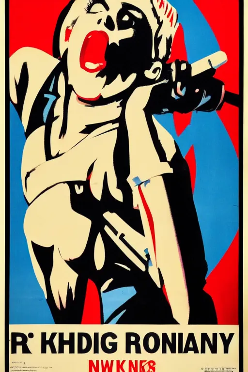 Image similar to propaganda poster, miley cyrus, action pose