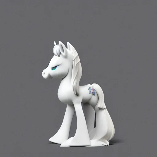 Prompt: studio photo of a ceramic figure, in the shape of a my little pony. photorealistic, minimalist, ultra detailed.
