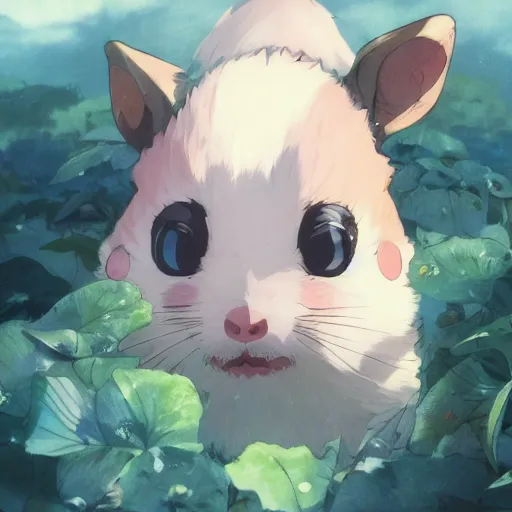 Image similar to a crying hamster, illustration concept art anime key visual trending pixiv fanbox by wlop and greg rutkowski and makoto shinkai and studio ghibli and kyoto animation symmetrical facial features