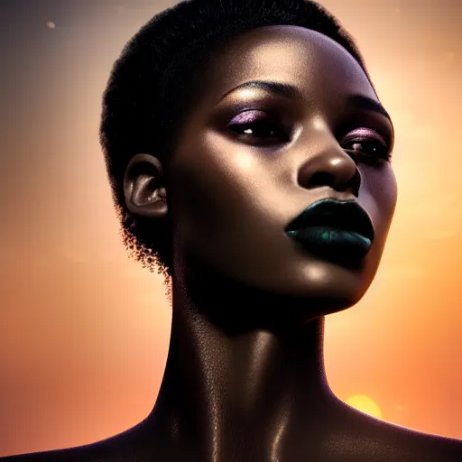 Prompt: photographic portrait of a stunningly beautiful gothic west african female in soft dreamy light at sunset, contemporary fashion shoot, by edward robert hughes, annie leibovitz and steve mccurry, david lazar, jimmy nelsson, breathtaking, 8 k resolution, extremely detailed, beautiful, establishing shot, artistic, hyperrealistic, beautiful face, octane render