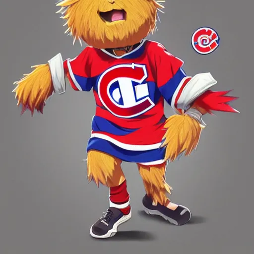 Image similar to anime Portrait of Youppi the Habs Montreal Canadiens Mascot as a very cute powerful and friendly pokemon, highly detailed anime, high evolution, 1990s, legendary, smooth, sharp focus, dynamic lighting, intricate, trending on ArtStation, illustration pokemon, art by WLOP